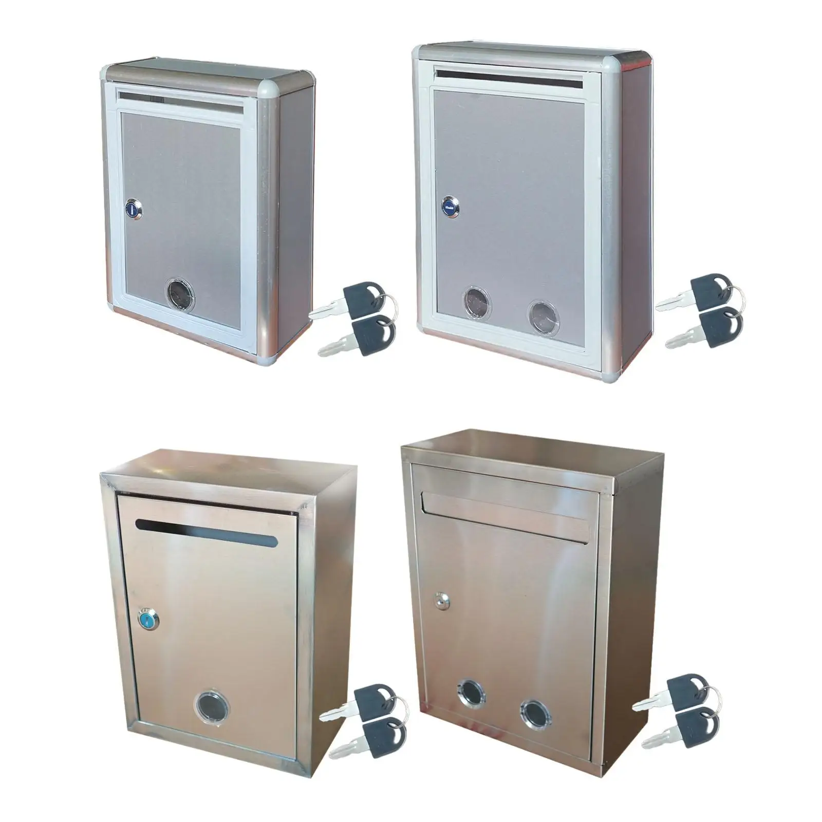 Secure Aluminum Alloy Suggestion Ballot Box Lockable Wall Mailbox Donation Key Drop Box for School Church Office