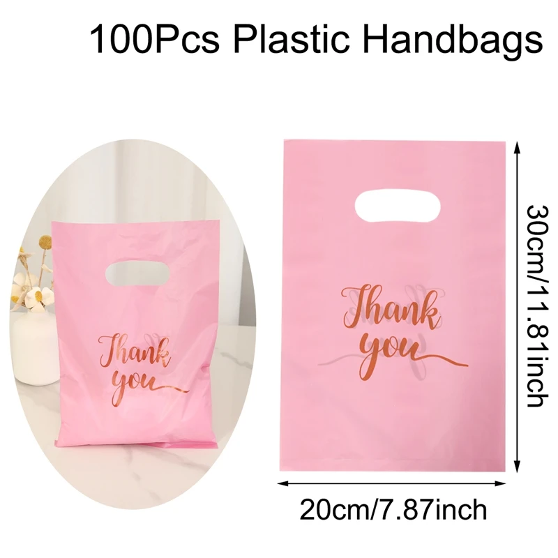 100pcs Thank You Plastic Gift Bags, Gift Wrapping Supplies Gift Bags Perfect For Thank You Gifts, Party Decor