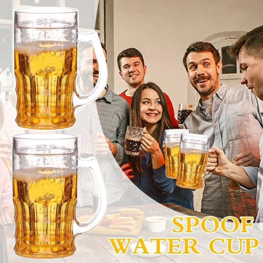 Novelty Mezzanine Design Fake Beer Bottle With Handles Realistic Look Fake Beer Mug 420ml Capacity Prank Cup Parties Supplies