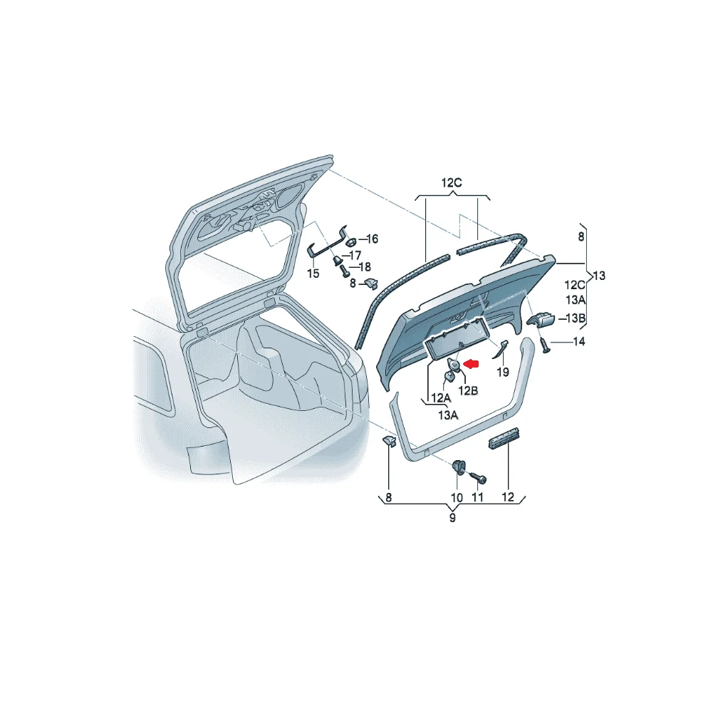 1 قطعة تحذير مثلث مقصورة قفل الخلفي الجذع قفل أمان السيارات الأمتعة التجنيب لأودي A4 A6 أفانت B6 C5 4B9867899 #5