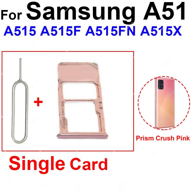 Daul & Single Sim Card For Samsung A51 A515 A515F A71 A715 A715F Sim Card Tray  Card Holder Adapter Socket Replacment Parts