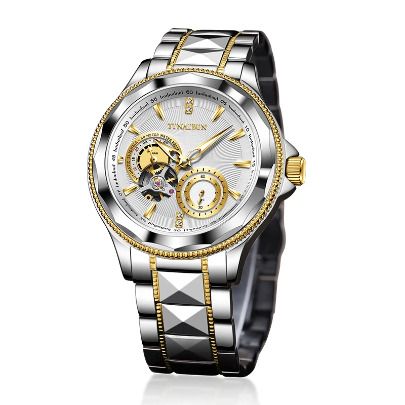 Reloj Mecánico de acero inoxidable para hombre, cronógrafo de pulsera de lujo, automático, informal, Original, de negocios, marca superior