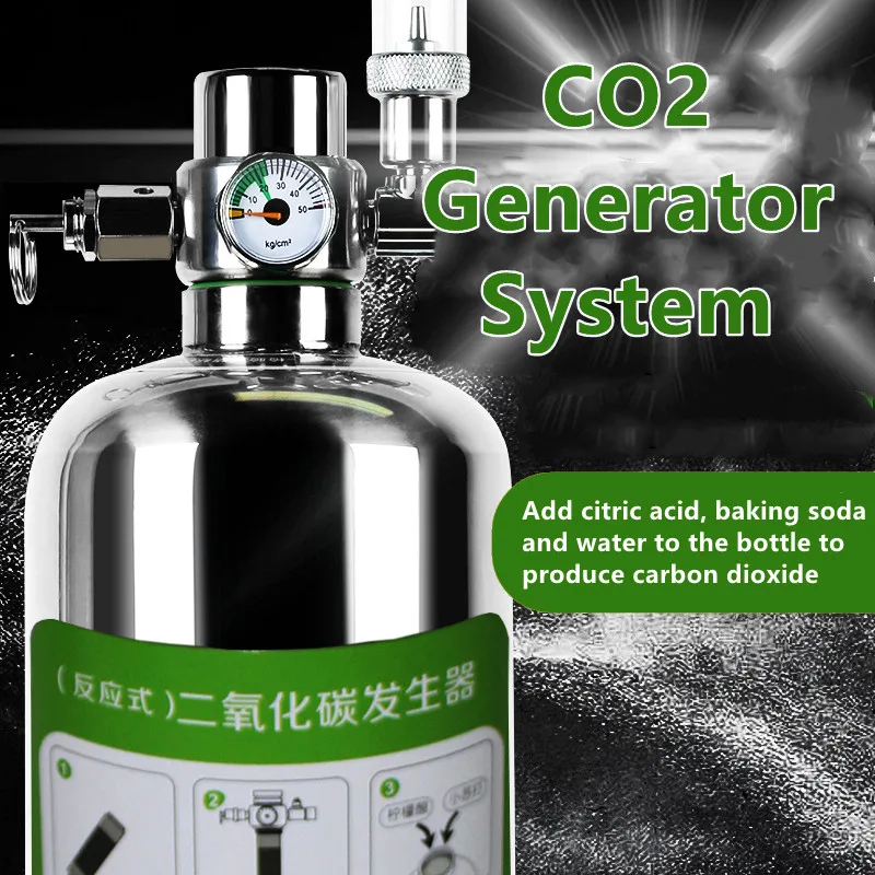 Cylinder CO2 Aquarium CO2 Generator system Aquarium Stainless Steel CO2 Cylinder Generator System Carbon Dioxide Reactor Kit