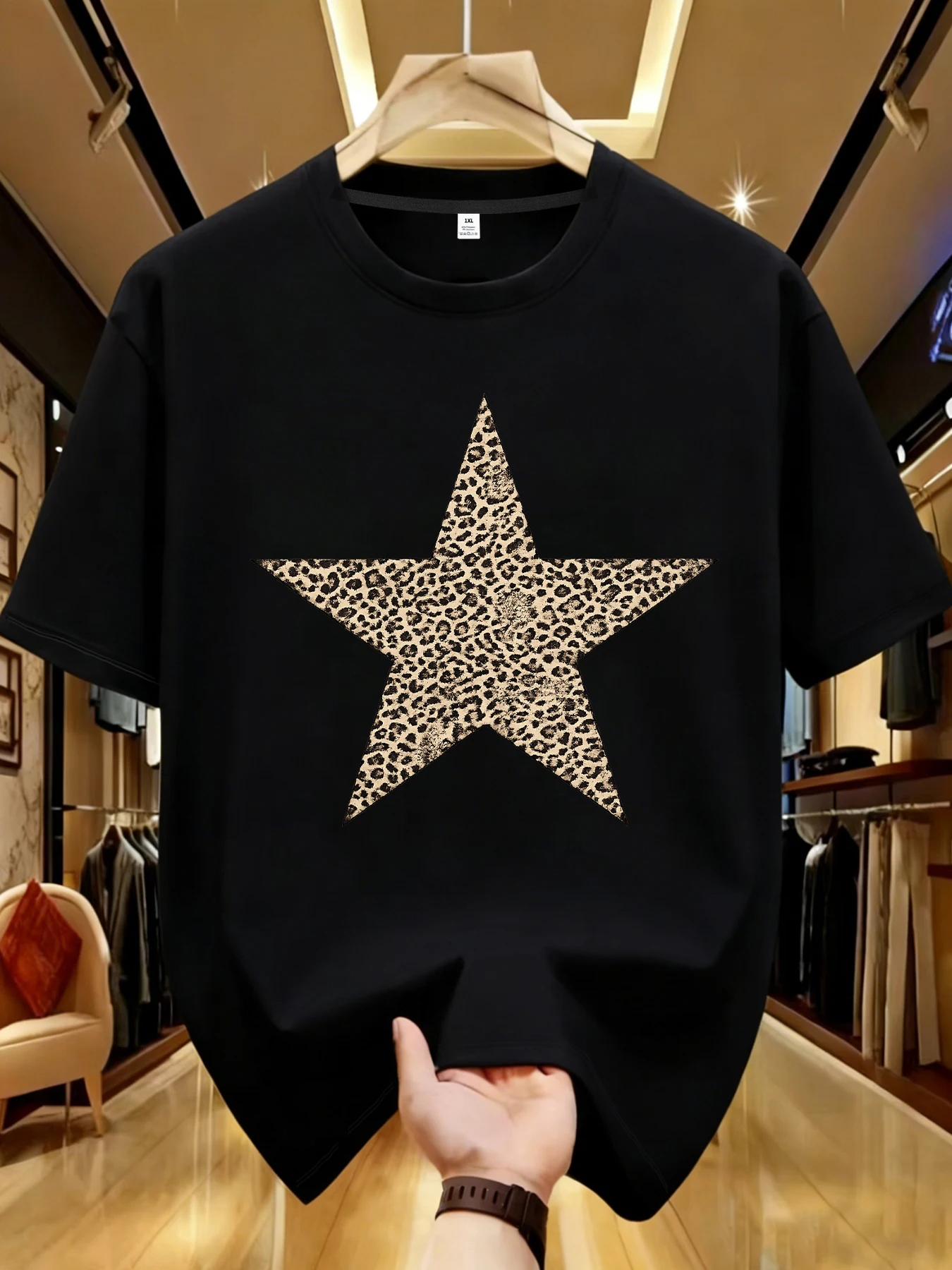 

【WDS01129】Star printing plus size women's T-shirt summer casual street fashion women's Joker short sleeve T-shirt