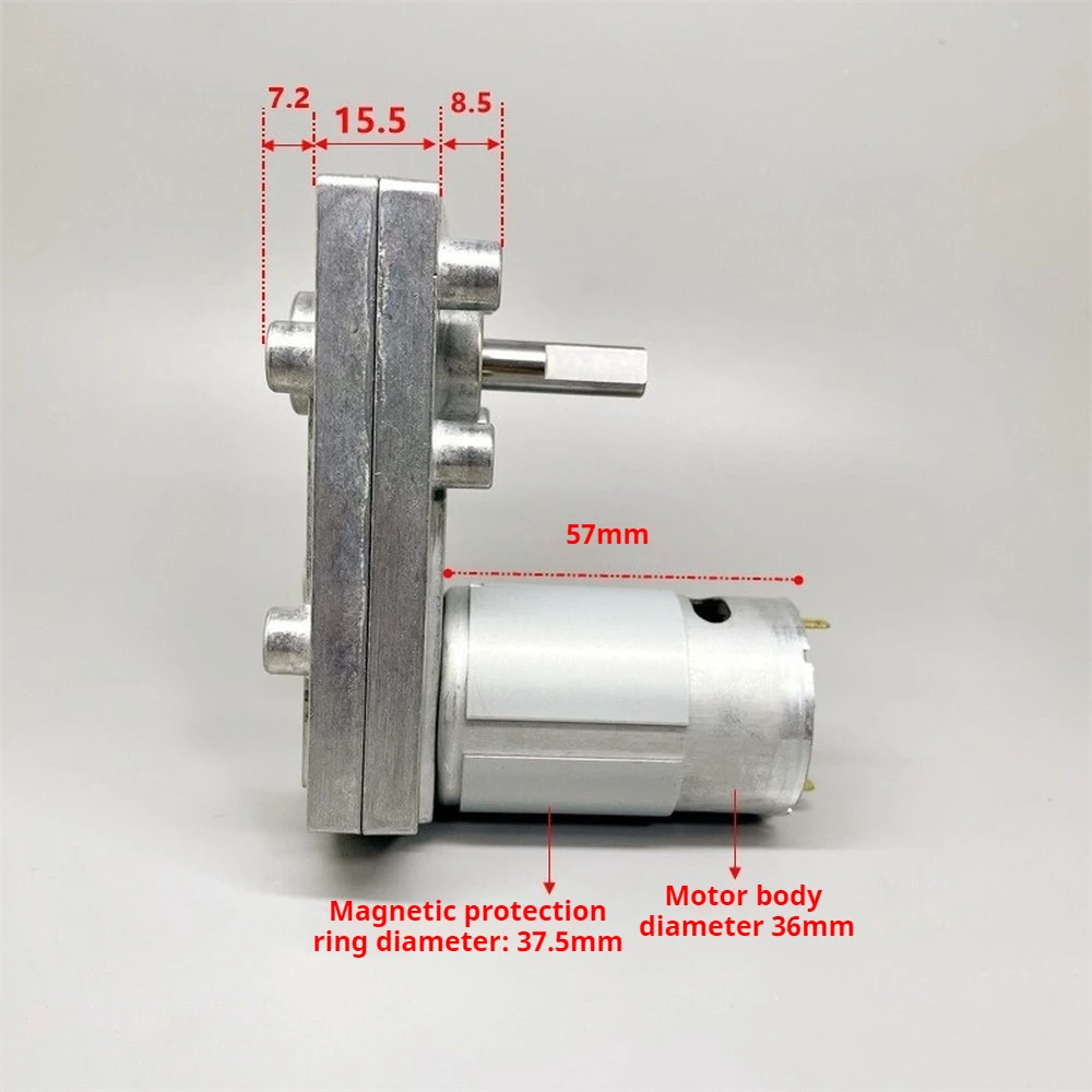 L‑Shape 555 Gear Motor Reverse Shaft 60GF Gearbox DC12V 32:1 Gear Ratio 110RPM No‑load Speed 270mA No‑load Current Gear Motor