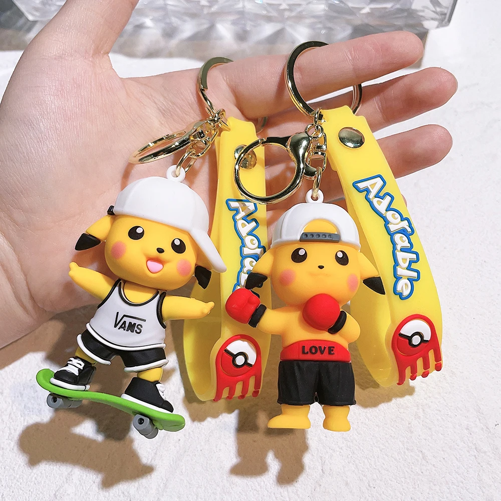 New Pokemon Pikachu Keychain Kawaii Action Anime Figure Keychain Kids Toys Model Car Keychain For Boys Girl Gifts Free Shipping