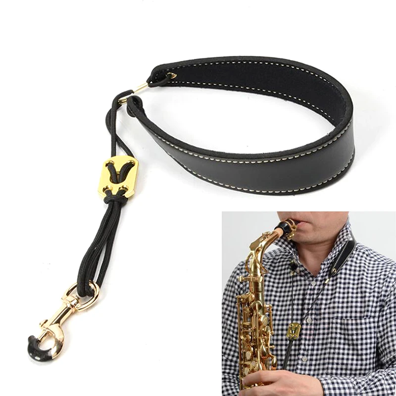 Verstellbarer Saxophon-Halsgurt Gepolsterter Lederriemen Sax-Tragegurt Hängeriemen