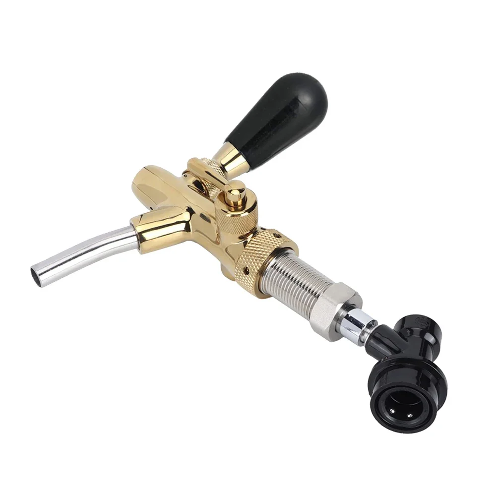 Adjustable Beer Tap Faucet Chrome Plated, Home Brewing Dispenser with Ball Lock Liquid Connector, Keg Draft System Part