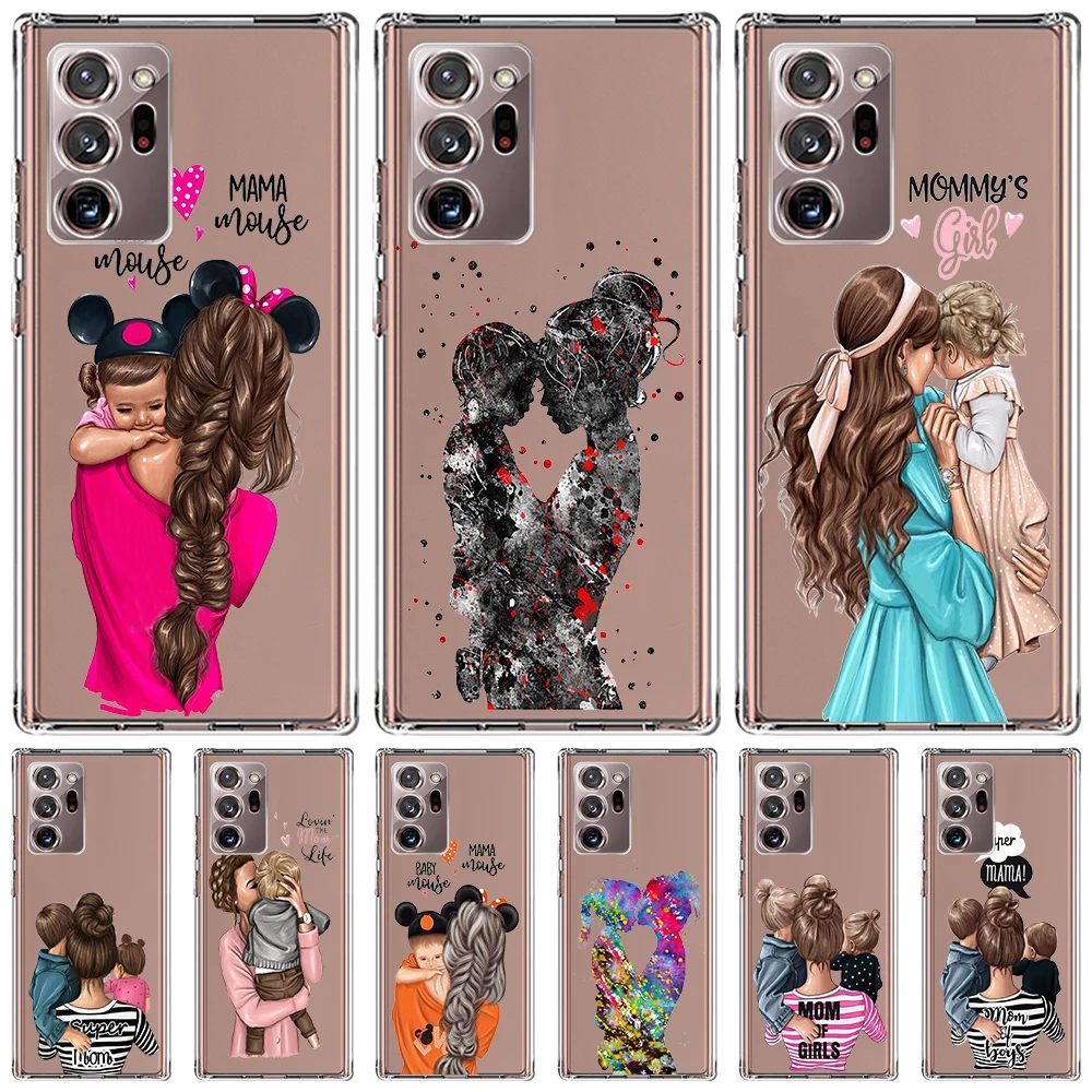 Woman Fashion Girl Super Mom Baby Case for Samsung Galaxy Note 20 Ultra 10 Lite 9 8 S24 S23 S21 FE S22 Plus 5G TPU Phone Cover