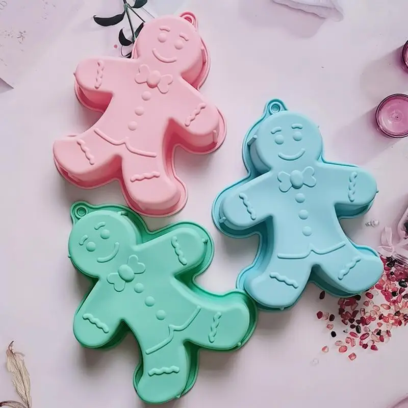 Christmas Gingerbread Man Candle Mold Cookie Chocolate Baking Cake Mould DIY Christmas Atmosphere Scented Candle Silicone Mold