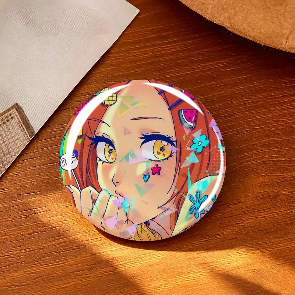 Cute BLEACH O-Orihime I-Inoue Anime Custom Tinplate Round Button Badge Pins Brooches view 6