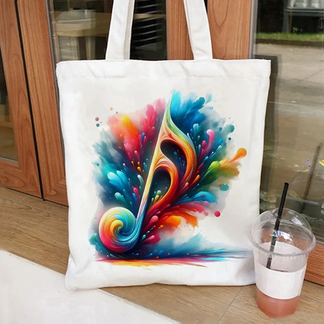 

Холщовая сумка, забавная акварельная музыкальная нота, сумка на плечо для подростков, модный дизайн, боковая сумка для женщин, женские сумки, музыкальная нотация