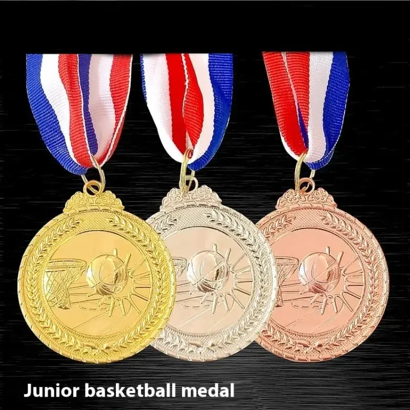 1Pcs Students Rewards Competition Medals 5cm Gold/Silver/Bronze Medal Sports Rewards With Neck Ribbon For Talent Show Party Race