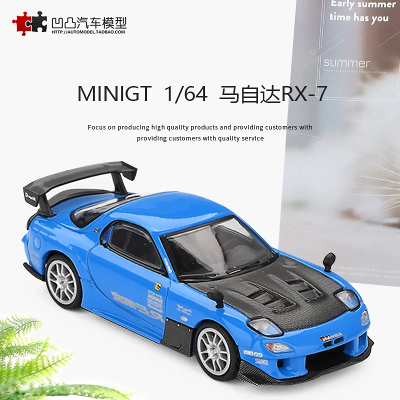 

MINIGT 1:64 Mazda RX-7 RE-Amemiya 20B NA 3ROTOR-7 «Ama-san Go» MGT01046-CH Автомобиль из сплава, литая под давлением металлическая модель для детей