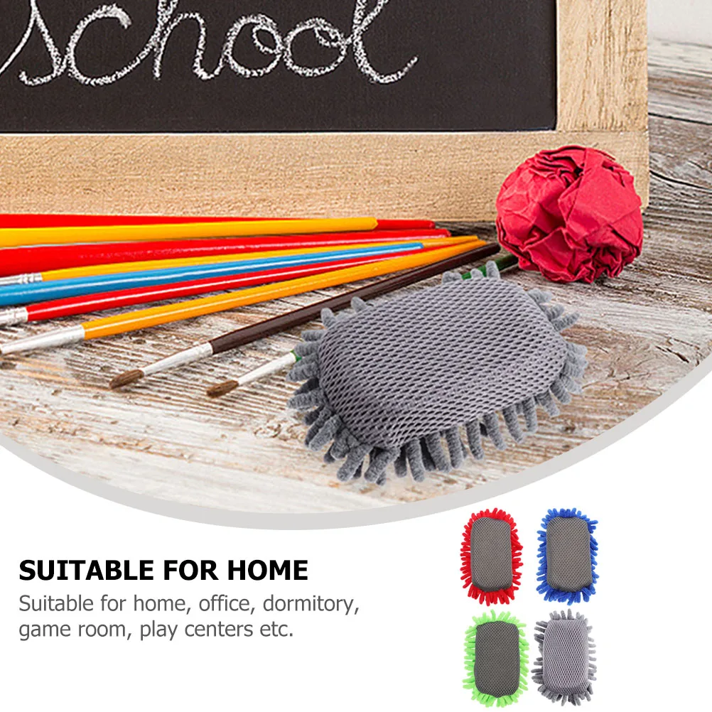 

4 Pcs Blackboard Erasers Dust Cleaning Sponge Reusable Chenille Dry Erase Whiteboard Classroom Office Accessories Kids Tool
