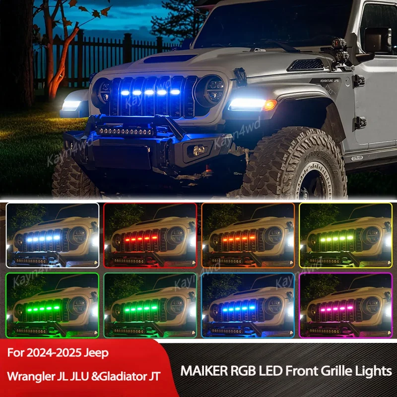 

Внедорожные 4x4 внешние аксессуары RGB светодиодные передние решетки для 2024-2025 Jeep Wrangler JL JLU и Gladiator JT оригинальная решетка