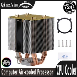 QiuzAim Computer Processor Air-Cooler PC CPU Cooler Dual Tower 4 Heat Pipe 4 pin PWM Fan Install LGA2011 x79 x99 E5 2066 2011-3