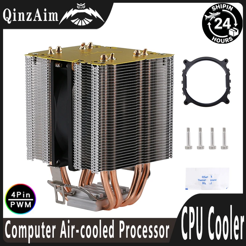 QiuzAim Computer Processor Air-Cooler PC CPU Cooler Dual Tower 4 Heat Pipe 4 Pin PWM Fan Install LGA2011 X79 X99 E5 2066 2011-3