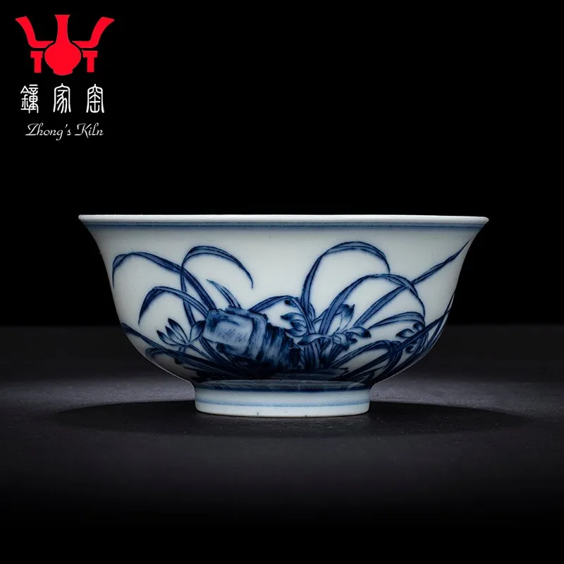 

Zhongjia Kiln Blue and White Porcelain Kung Fu Tea Set Handmade Tea Tasting Cup Master Cup Single Cup Firewood Kiln Tea Cup Zhil