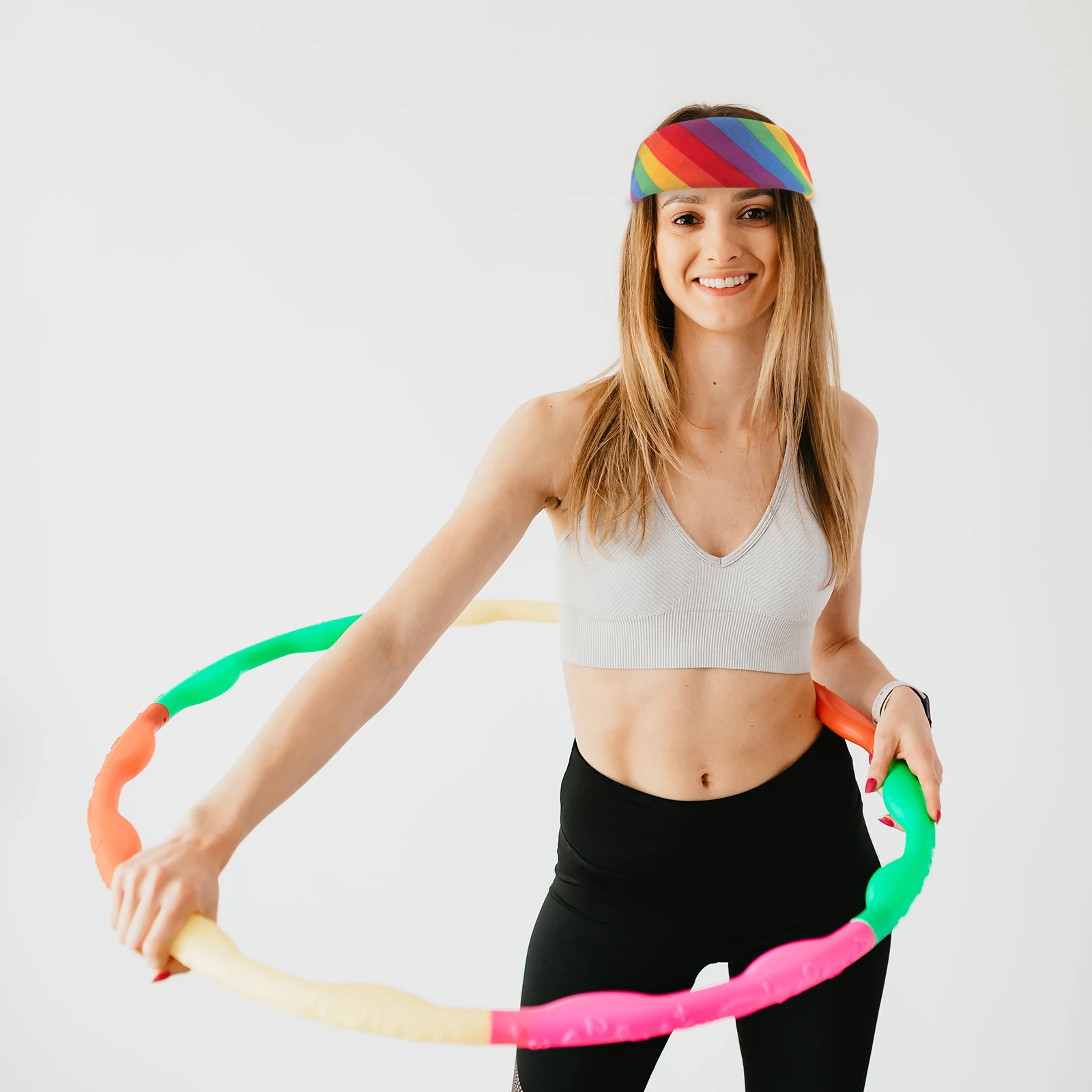 

2 pcs Sports Headband Bandana for Women Yoga Running Fitness Sweatband Bright Striped Pattern Soft Comfortable Decorative Head