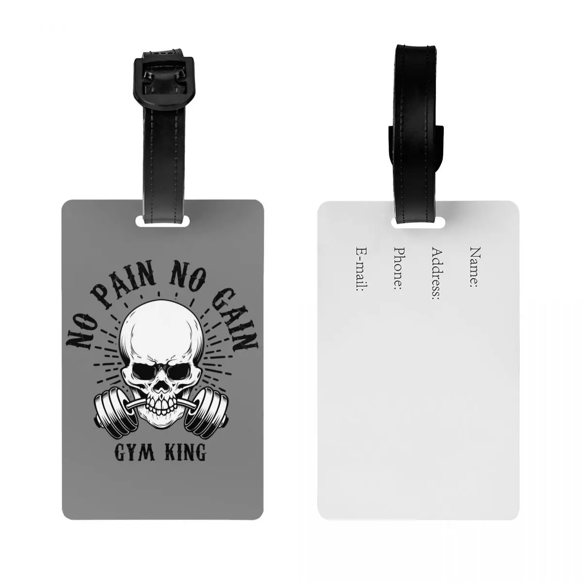 Custom No Pain No Gain Luggage Tag Privacy Protection Bodybuilding Fitness Gym Baggage Tags Travel Bag Labels Suitcase