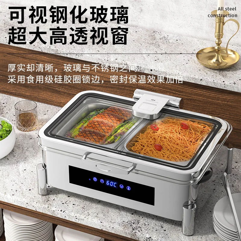 YYHC-commercial 304 Stainless steel buffet stove electric heating insulation hotel insulation pot temperature control divided st