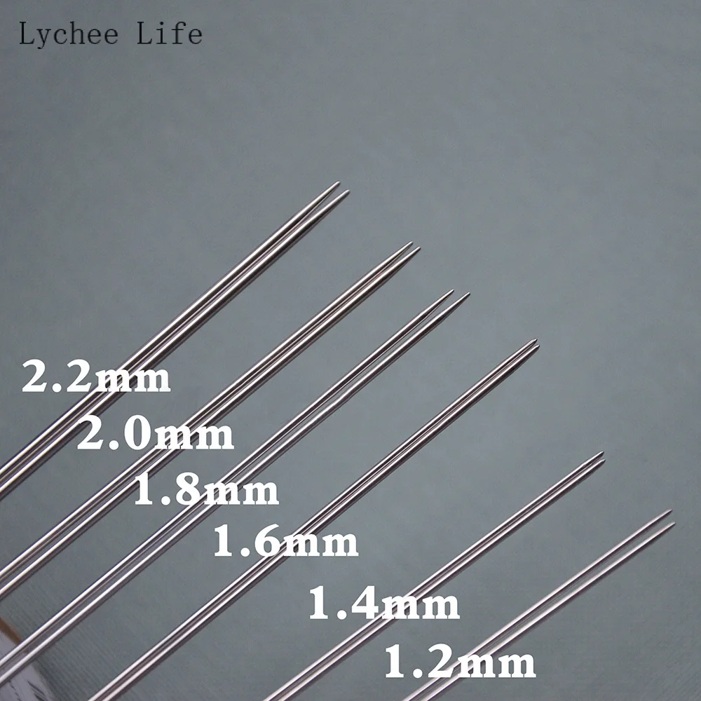 Lychee Life 24 Stuks 1/1.25/1.5mm Rvs Lange Kralen Naalden Zilveren Naalden Voor Kralen Borduren diy SewingTools