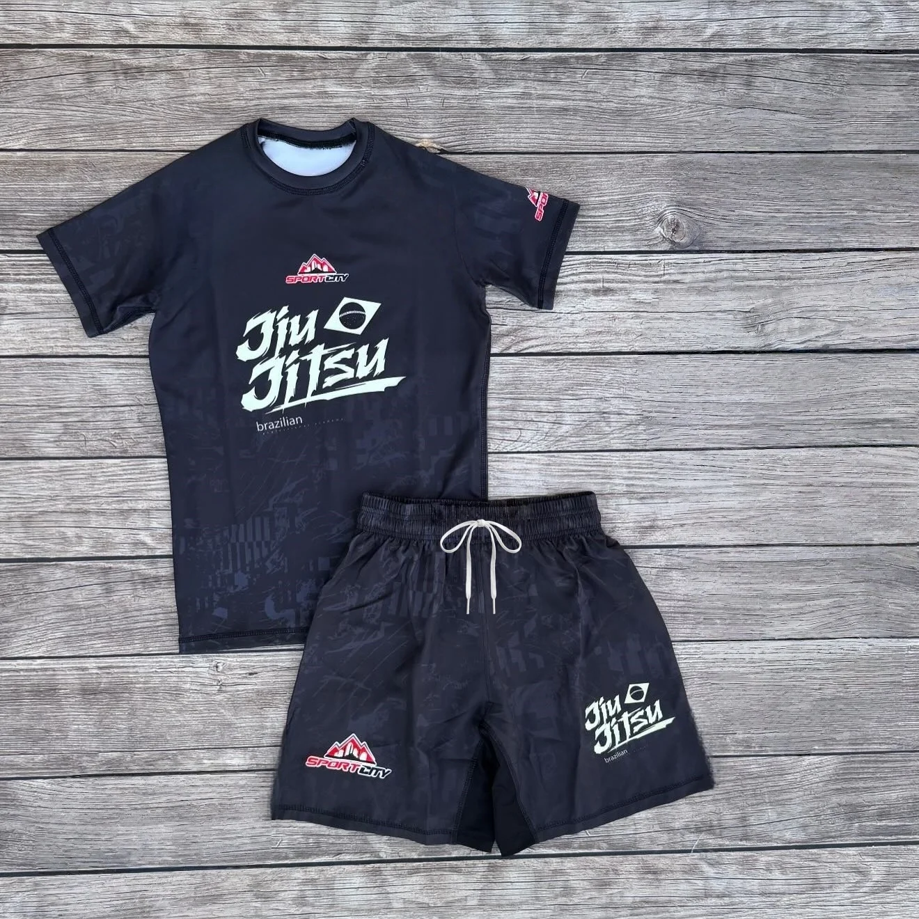 2026 Summer New Jiu Jitsu Sports Suit Men's Kids  T-shirt and Shorts Quick Drying BJJ Training Combat Suit Outdoor Fitness