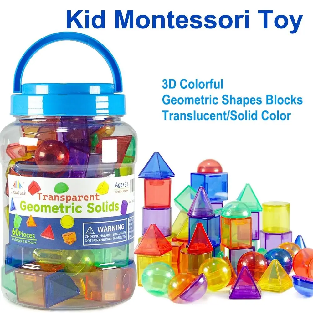 Jouet d'apprentissage sensoriel translucide coloré 3D pour enfant, blocs de formes géométriques, activité sensorielle, jouets de Table Montessori