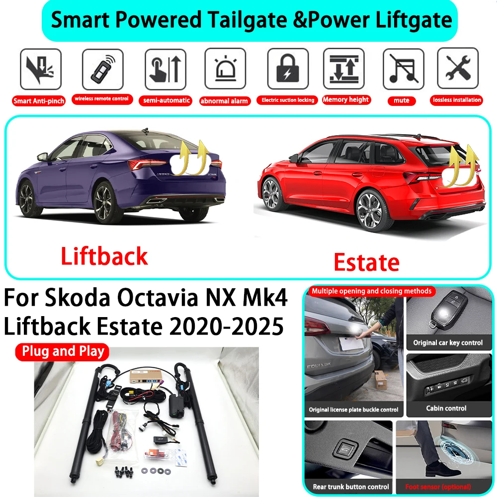 for Skoda Octavia NX Mk4 Liftback Estate 2020-2025 Smart Automatic Powered Tailgate Electric Power Tailgate Lift Kit Key Close