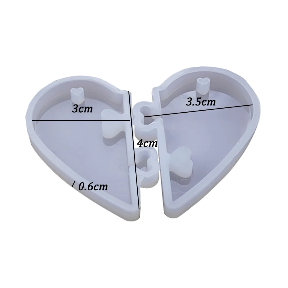 Love Heart Lock Couple Heart Puzzle Pendant Silicone Mould DIY Crystal Epoxy Valentine's Day Gift Jewelry Making Silicone Mould