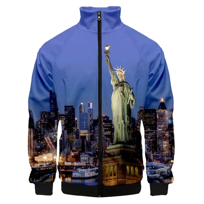 Hawaiian 3d Printed Jacket Men\'s Street Cool Scenery Long Sleeves Coat Personality Tops Oversized Zipper Jackets Male Clothes