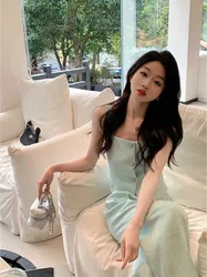 Korean Celebrity Fragrance Suit Women Strap Tank Top High Waist Pant Fashion Slim Solid Temperament Summer Female Two Piece Set