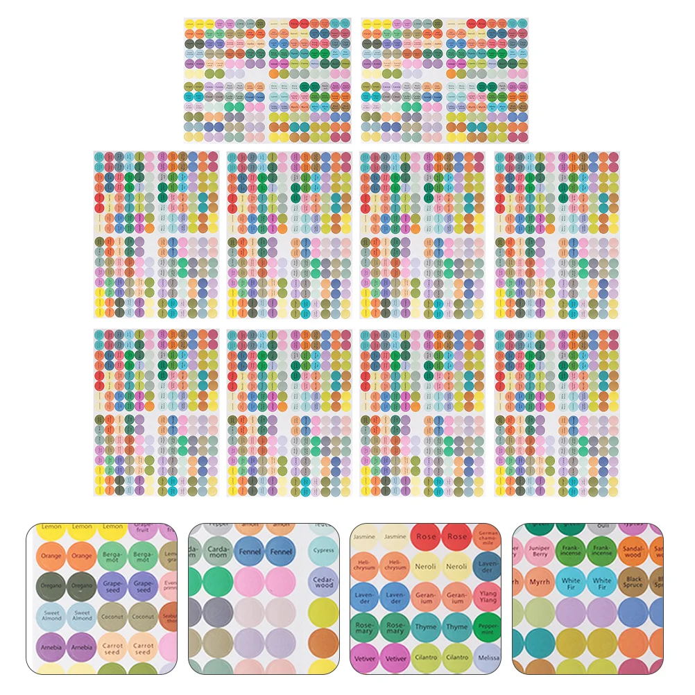 Flcopropriété d'huile essentielle avec couvercle, bouchon de bouteille Attro, créatif et rond, en conserve, autocollants, 10 pièces