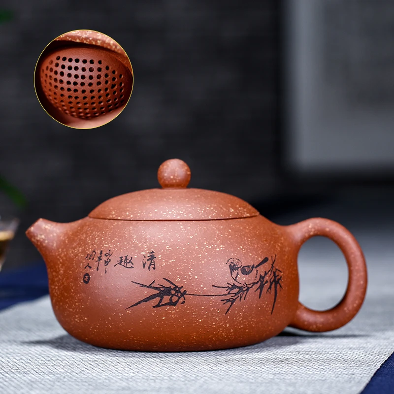 Handmade Dragon Blood Sand XiShi Pot Tea Pot 199 Water Outlet Holes Purple Clay Yixing Original Mine Tea Brewing Tool