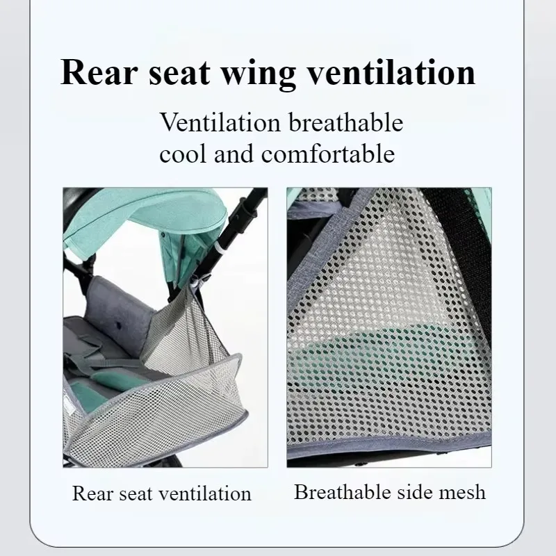รถเข็นเด็กแบบคู่ พับได้ ทัศนวิสัยกว้าง น้ำหนักเบา อัตราส่วนคุณภาพต่อราคาสูง