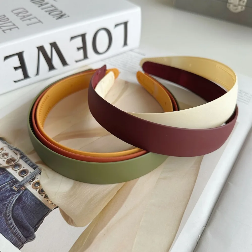 2PCS New Plastic Wide Headband Satin Covered High cranial crest Resin Hairband Frosted Hair Accessories Woman