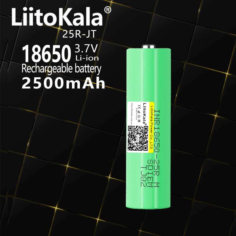 LiitoKala 3.7V 18650 2500mAh 25R 18650 Rechargeable Lithium Battery For Flashlights Powerful Torch Small Fan Toys Camera