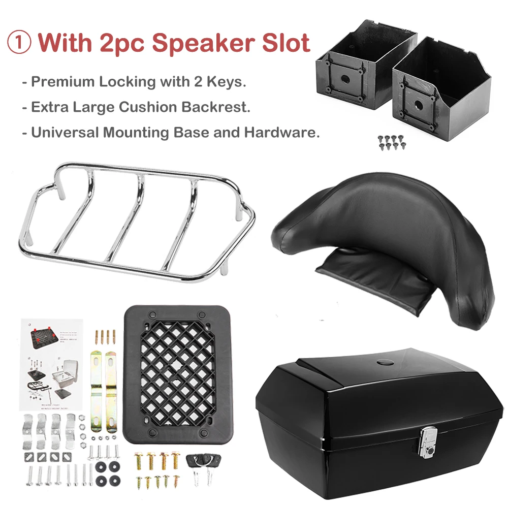 KEMIMOTO 48L Universal Motorcycle Trunk Rear Storage Box Tail