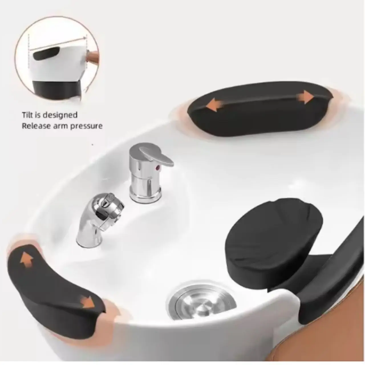 Ceramic Basin Adjustable Salon Semi-reclining Shampoo Automatic Electric Massage Bed Shampoo Chair