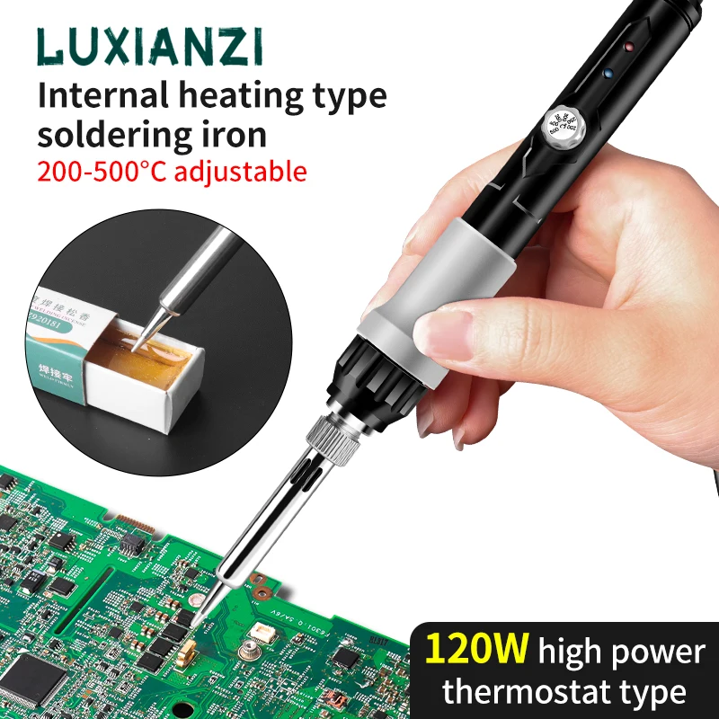 

LUXIANZI Electric Soldering Iron Kit Adjustable Temperature 60W 80W 120W Welding Solder Rework Station Heat Pen Tip Repair Tool