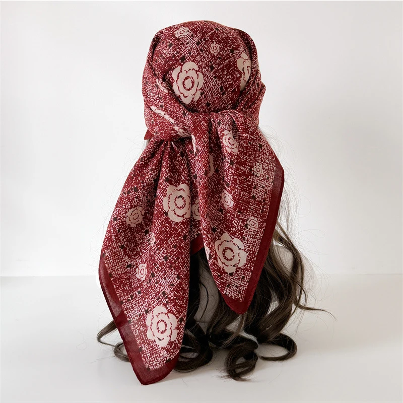 

Luxury Design Flowers Printed Twill Silk Scarf Square Scarves Lady Wraps Kerchief Woman Neck Shawl Wraps Echarpes 90CM Bandana