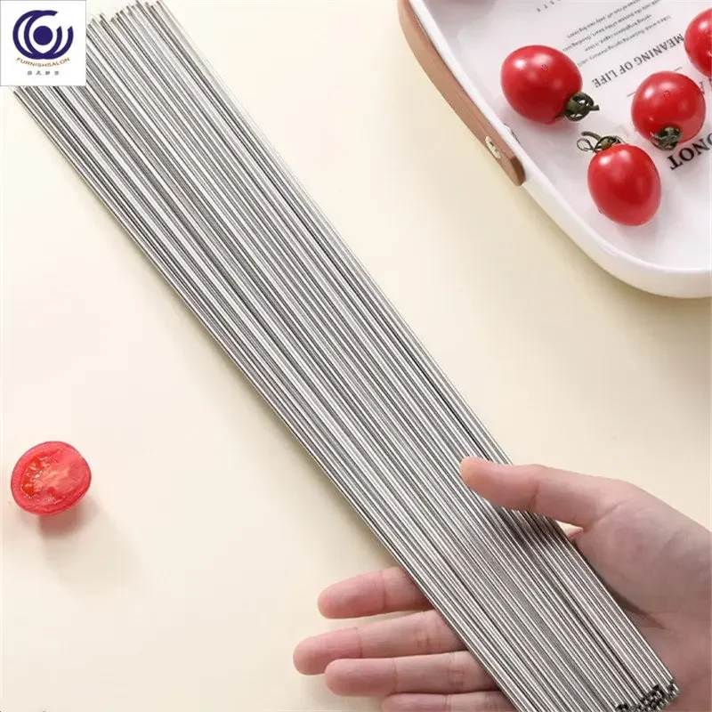 Stainless steel round stick barbecue utensils skewers mutton skewers flat stick barbecue iron stick