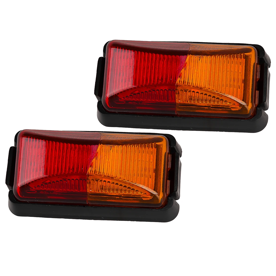 2pcs 10V-30V 8-LED Red & Amber Side Marker Light Clearance Lamp Universal for Car Auto SUV Van Lorry RV Bus Boat Trailer Truck