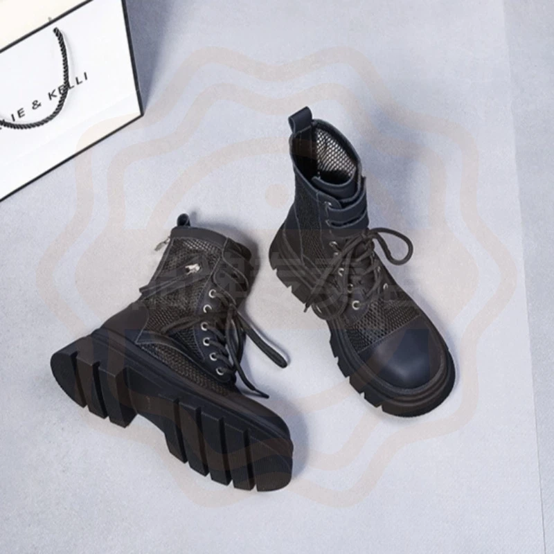 Summer New Women's Shoes Exquisite Air Mesh Ankle Boots for Woman Fashion Trend Street Platform Boots Designer Shoes Botas Mujer