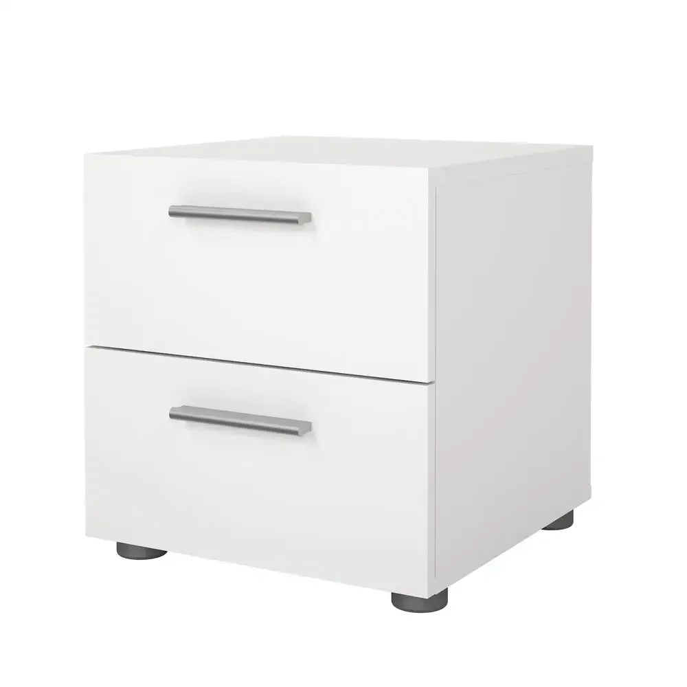 Modern 2 Drawer Nightstand White Bedroom Storage Solution  Loft Collection