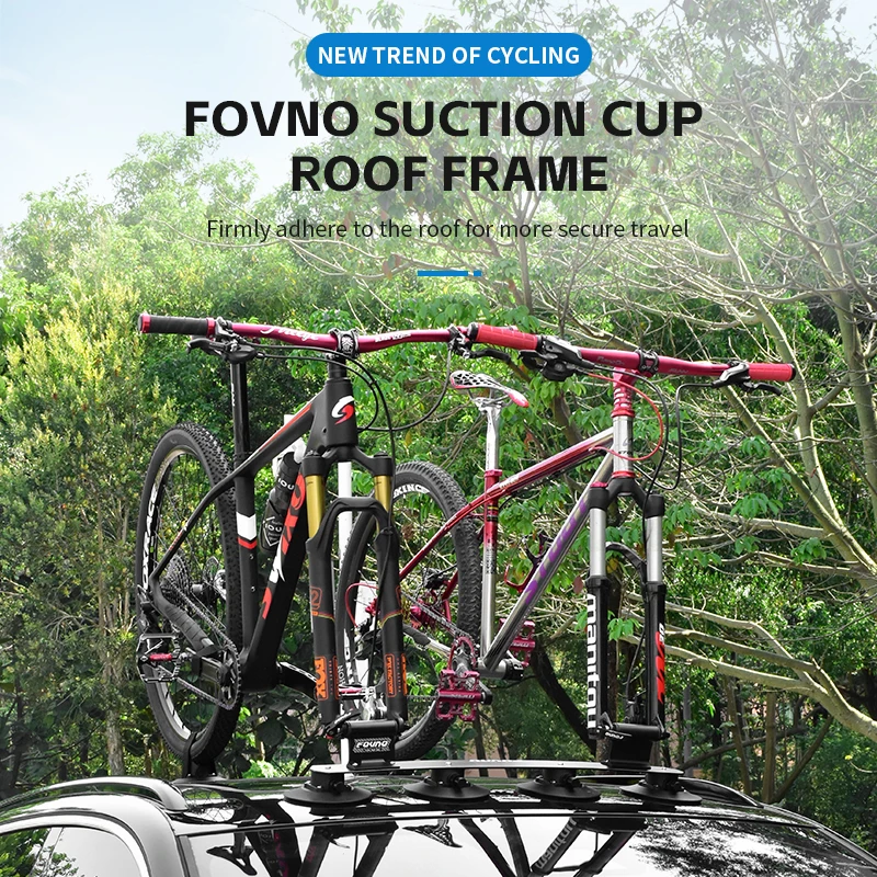 FOVNO Bicycle Car Rack Manual Suction Cup Roof Frame Aluminum Single Car Rack Road Mountain Bike Universal Holder Bike Tools