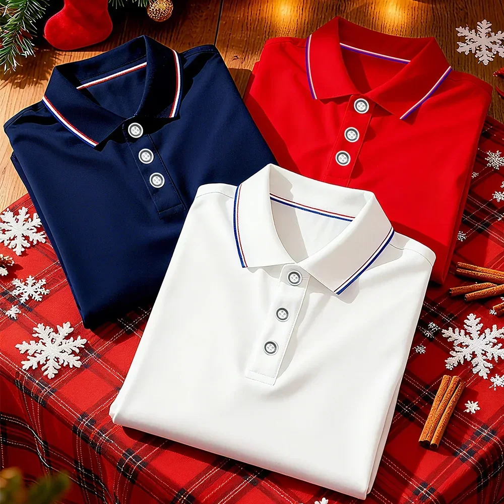 3 قطع قميص بولو رجالي كاجوال بأكمام قصيرة للحفلات والرياضات الخارجية والمناسبات الاحتفالية - هدايا رائعة لعيد الميلاد