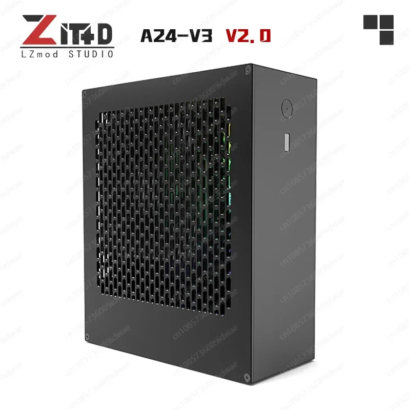 Lzmod 4L mini A24-V3 2.0 nuclear display 1u power supply itx chassis, all aluminum alloy