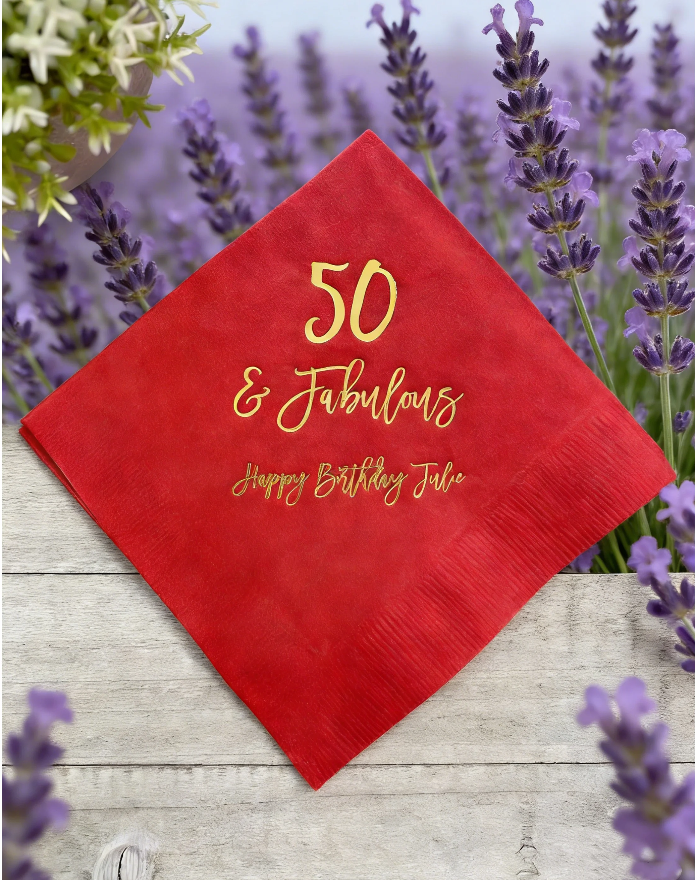 

Personalized Women Birthday Napkins Custom Monogram 40th 50th 60th 70th 80th 90th Birthday Party Napkins 50 & Fabulous For Ladie